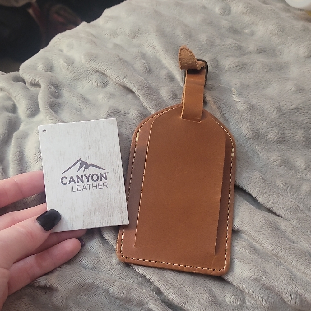 Tan/Brown Canyon Leather Luggage Tag New